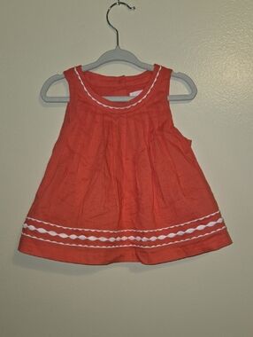Janie and Jack Infant Girl's Coral Sleeveless Embroidered Tank Top 18-24 Months